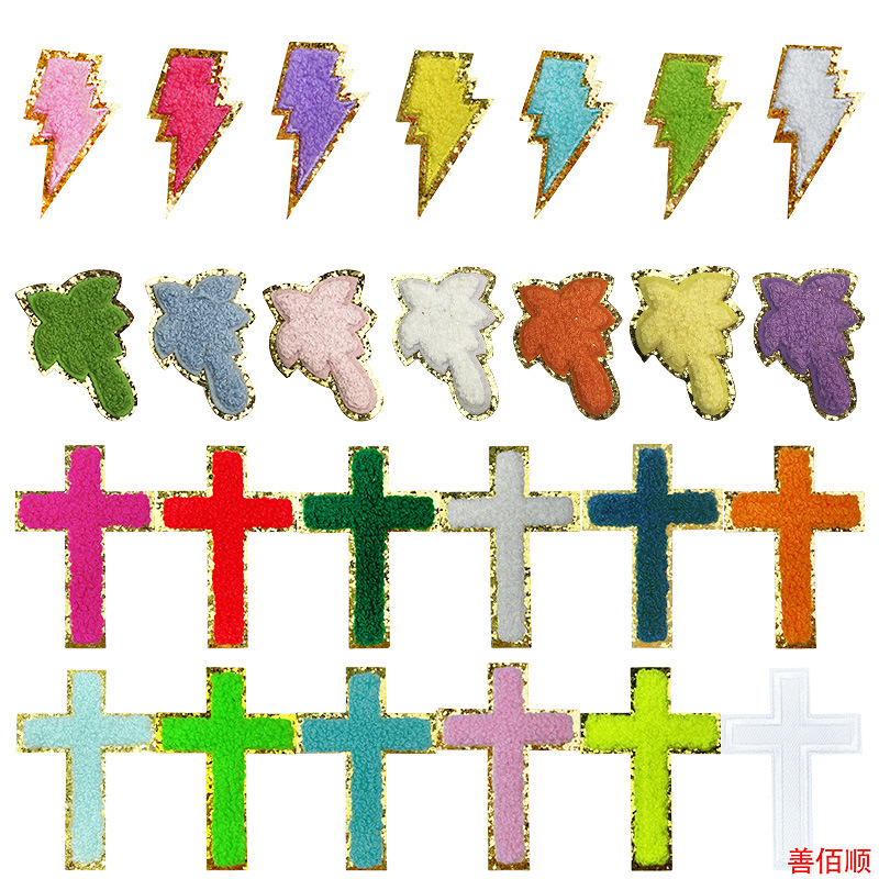 embroidery coconut leaves lightning cloth sticker bottom embroidery flower Patches sticker