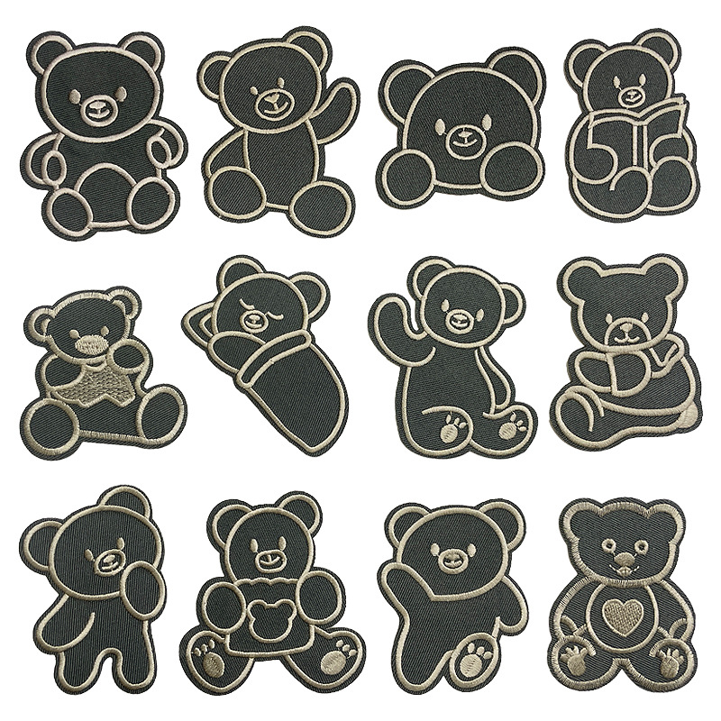 Cute bear embroidery cloth sticker self-adhesive Patches sticker cartoon embroidery seal