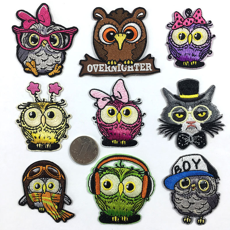 Cartoon embroidery cloth sticker cute night eagle hat sock clothing holes DIY embroidery Patches sticker
