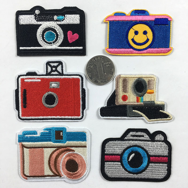 Cartoon love camera embroidery cloth sticker hat sock clothing schoolbag DIY embroidery hole Patches sticker