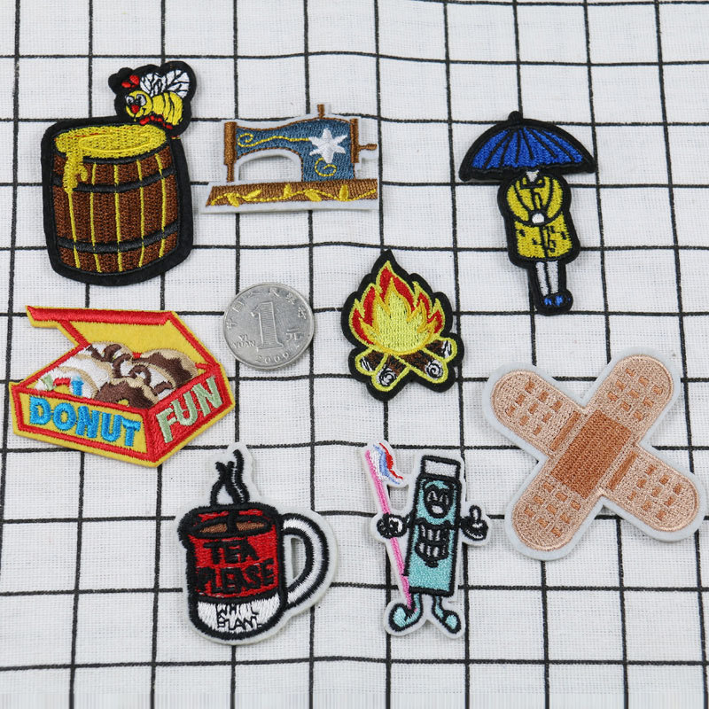 Cartoon embroidery cloth sticker flame hat sock clothes schoolbag holes DIY embroidery Patches sticker