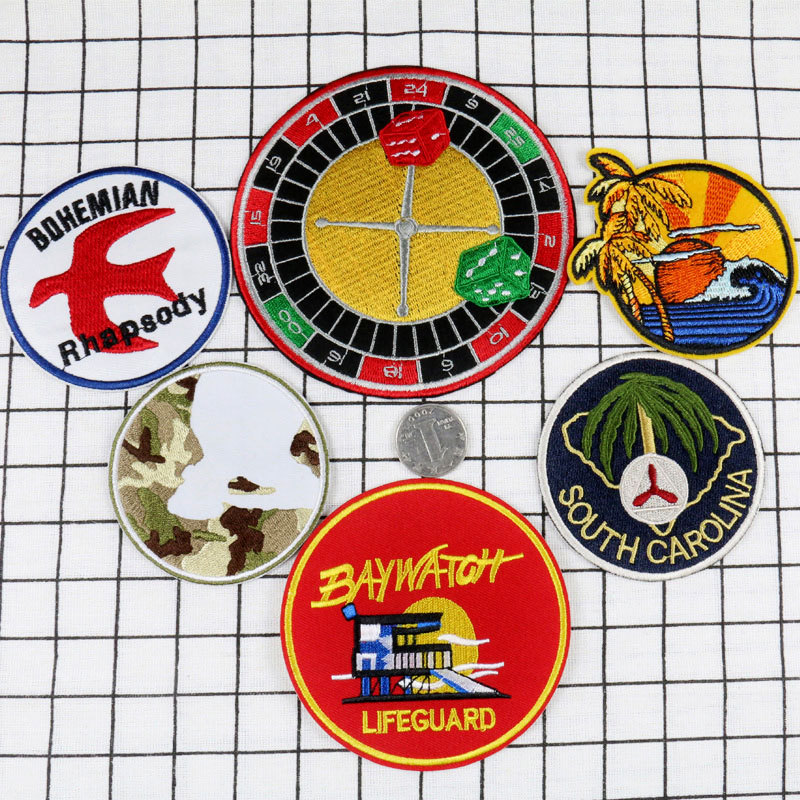 round embroidery cloth sticker cartoon English big turntable clothing accessories schoolbag adhesive hole Patches sticker