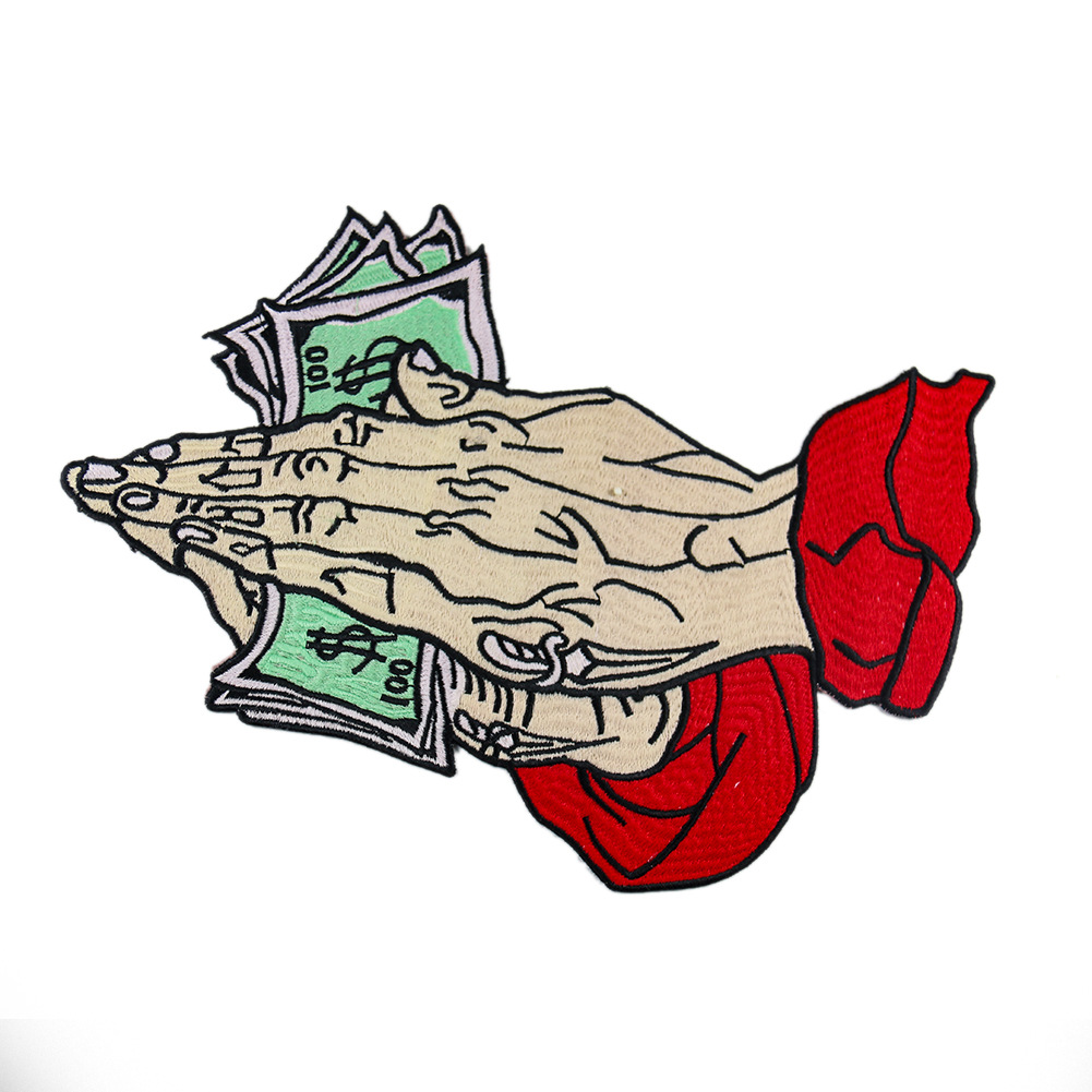 large embroidery accessories, iron on patches hands money clothes sheets curtains decorative patches