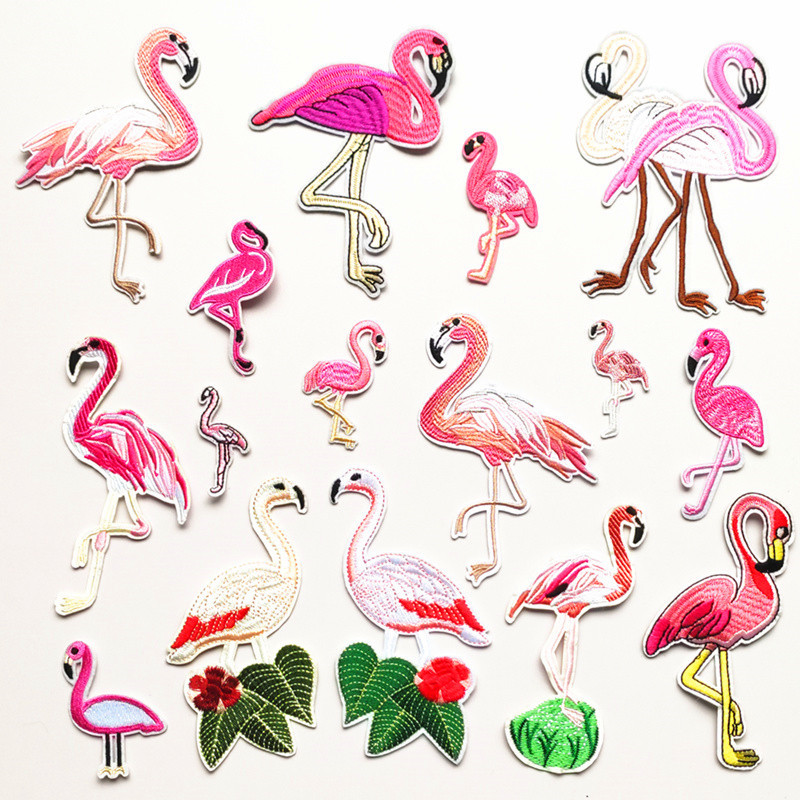 cartoon animal flamingo embroidery Patches sticker DIY clothing accessories cloth sticker can be ironed