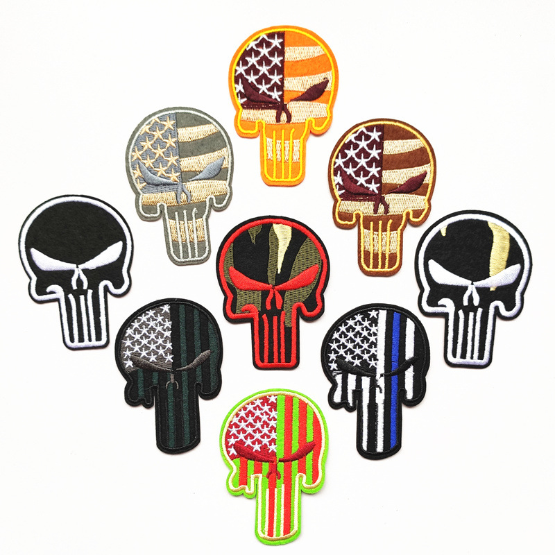 skull badge cloth sticker embroidery clothing bag shoes and hats Patches sticker