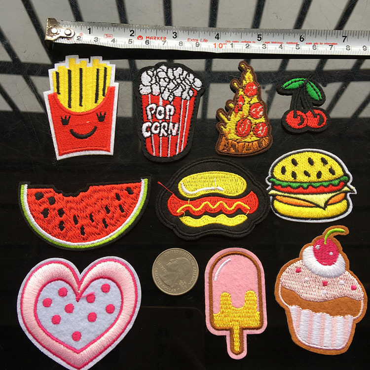 Food cloth sticker love ice cream burger ice cream embroidery adhesive DIY clothing accessories Patches
