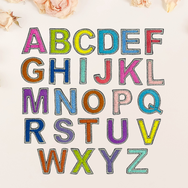 26 English letters embroidery cloth sticker cartoon love embroidery label clothing accessories adhesive Patches sticker