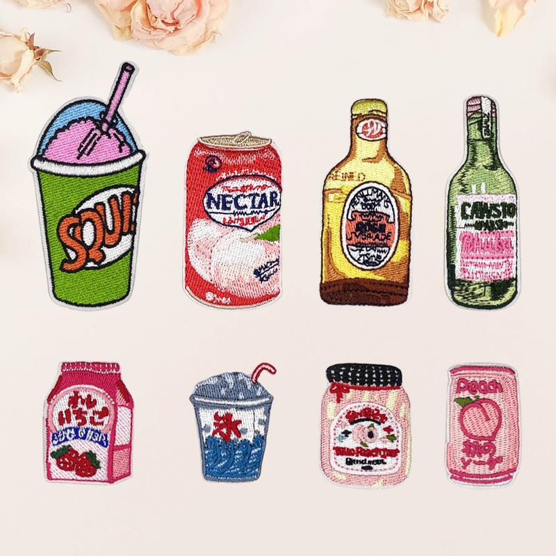 embroidery cartoon bottle embroidery cloth sticker jacket Patches sticker self-adhesive cloth sticker hat sock clothing embroidery