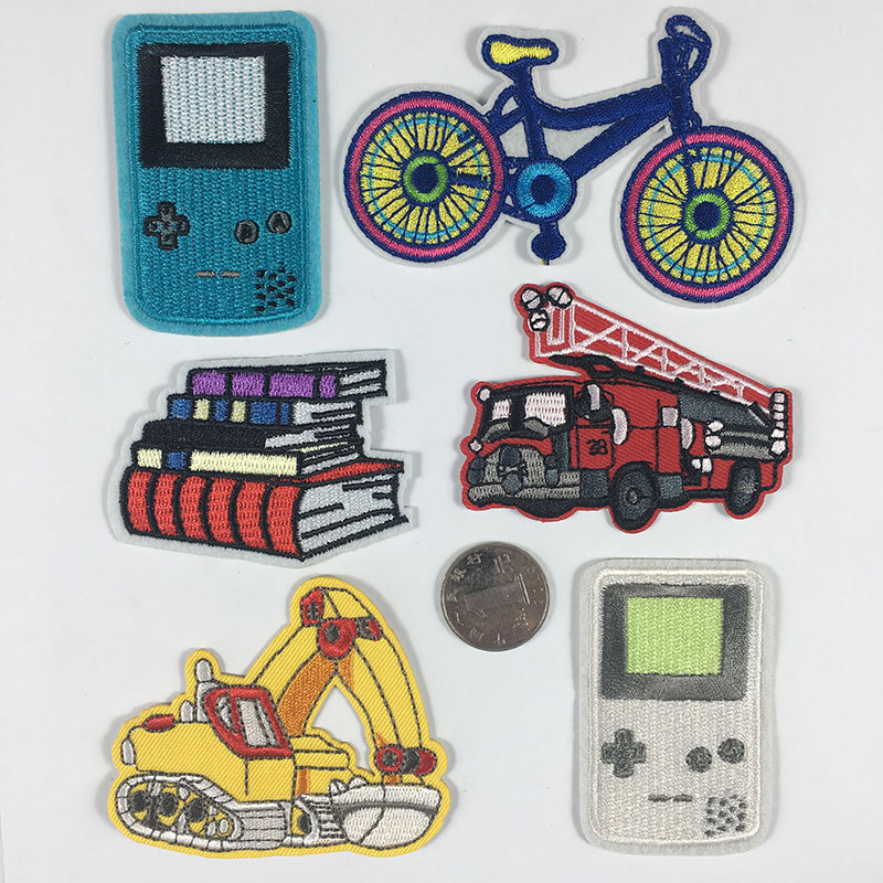 Cartoon adhesive-backed iron on patches hat sock clothing schoolbags creative DIY Patches stickers game consoles bicycles fire trucks books