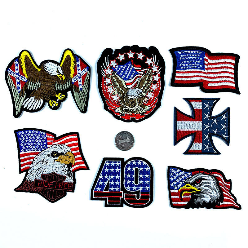 flag embroidery cloth sticker American stars and stripes eagle flag back embroidery clothing shoes and hats embroidery DIY Patches