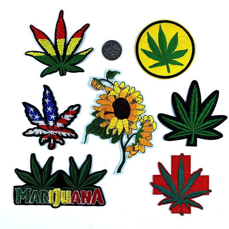 Cartoon maple leaf sunflower cloth sticker clothing accessories adhesive embroidery Patches sticker