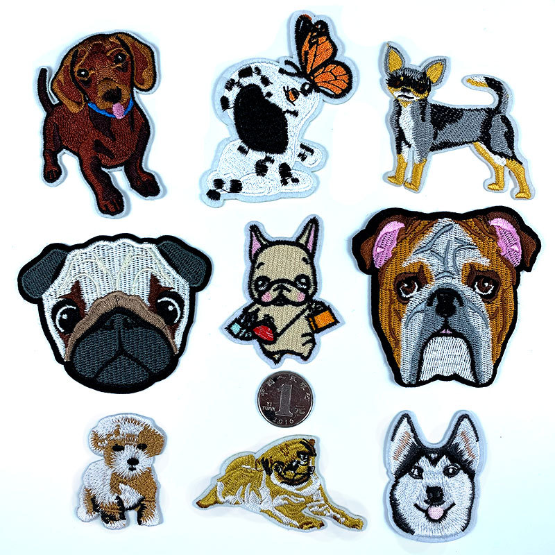 Animal embroidery iron on patches cartoon dogs clothing accessories hat sock clothes schoolbags holes DIY patches