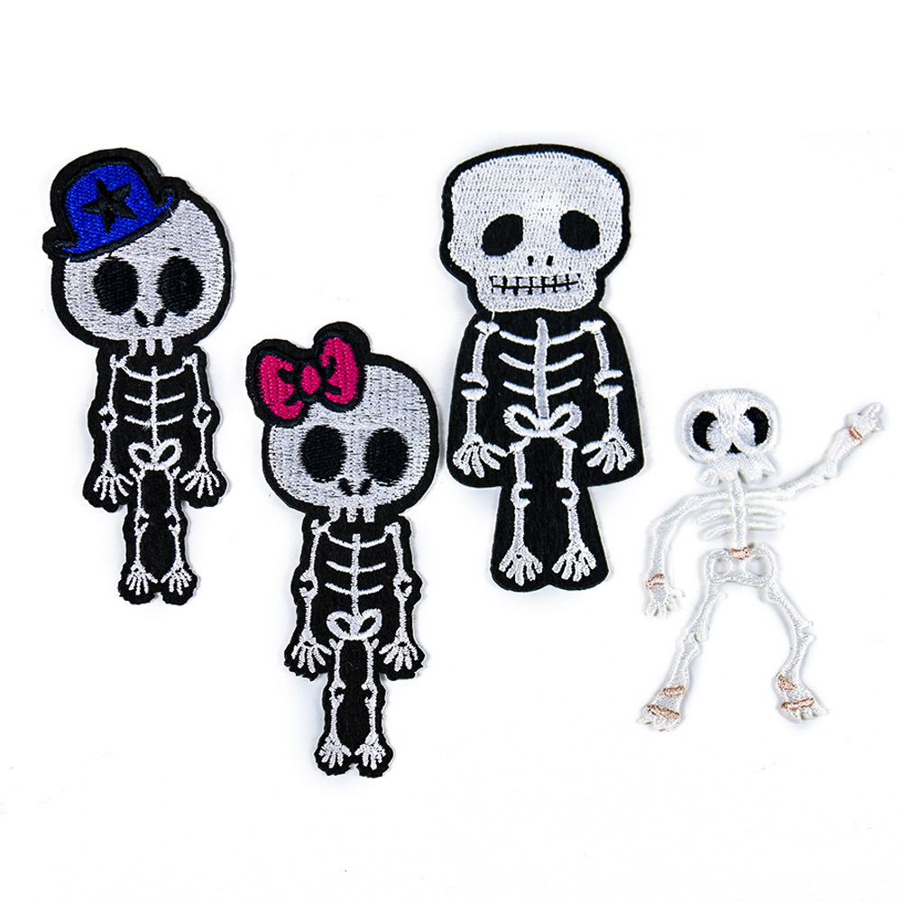 skull embroidery cloth sticker DIY handmade clothes jeans decoration clothing accessories Patches flower piece