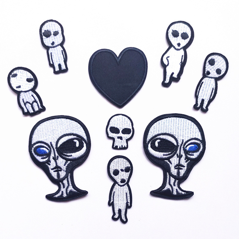 skull cloth sticker embroidery Patches sticker style ghost head embroidery cloth sticker can be ironed and sewn