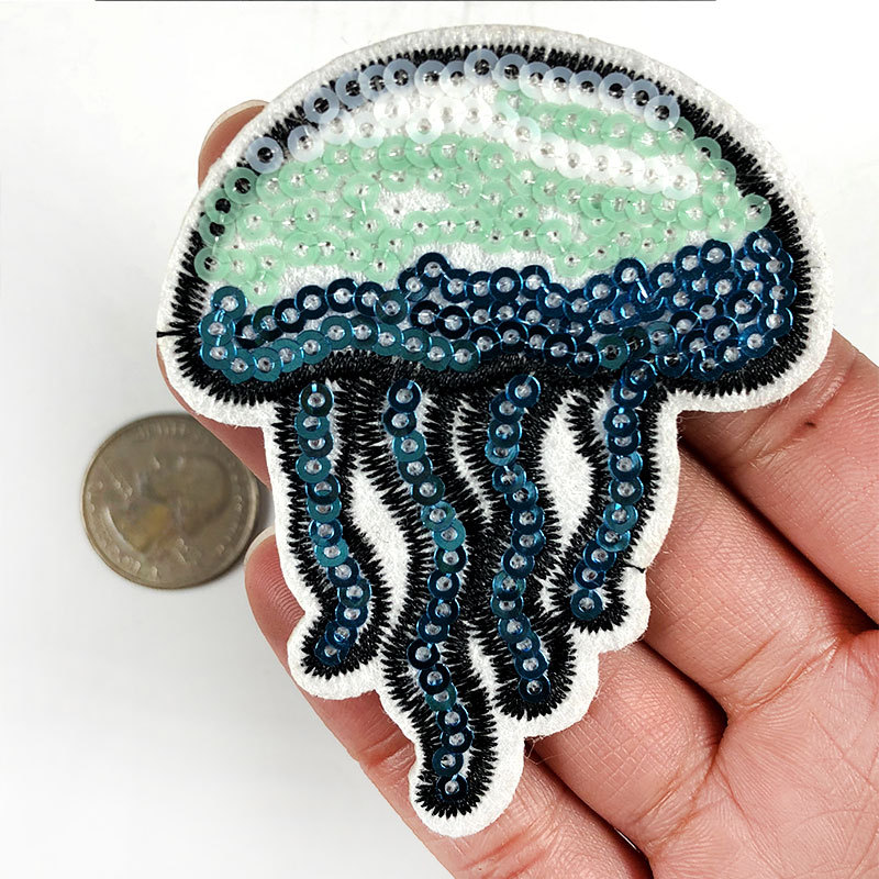 Jellyfish cloth sticker cartoon blue jellyfish embroidery clothing accessories