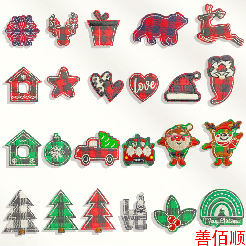 Cartoon embroidery flower Christmas cloth sticker snowflake snowman Christmas tree Patches sticker sticker clothing accessories