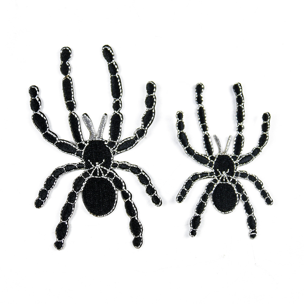 Cartoon embroidery silver thread black spider cloth sticker hat sock clothes decoration DIY Patches sticker adhesive