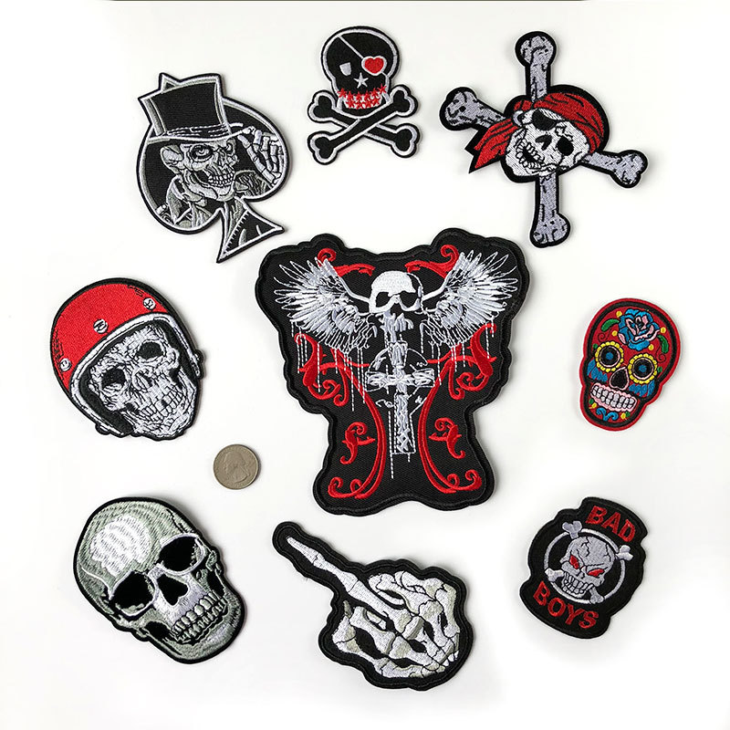 skull embroidery cloth sticker style evil funny wing bone clothing DIY decorative accessories