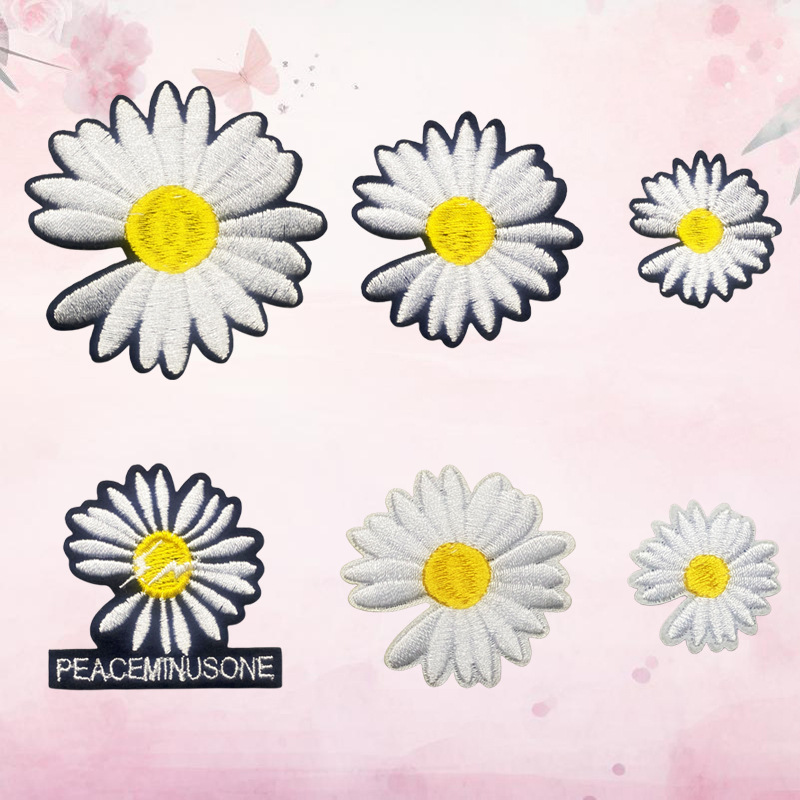 embroidery label cute flower embroidery sticker clothing accessories embroidery decorative Patches sticker adhesive cloth sticker