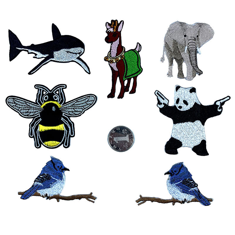 embroidery shark elephant bird cloth sticker cartoon hat sock clothing accessories DIY Patches sticker