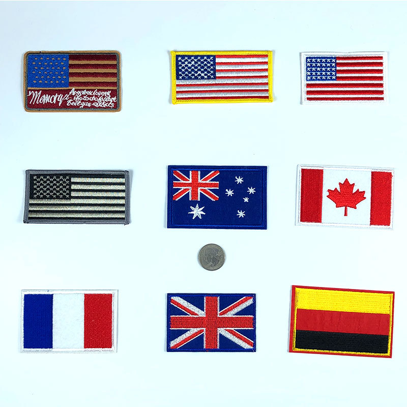 flag cloth sticker Europe America Germany Britain France Canada colored flag badge embroidery