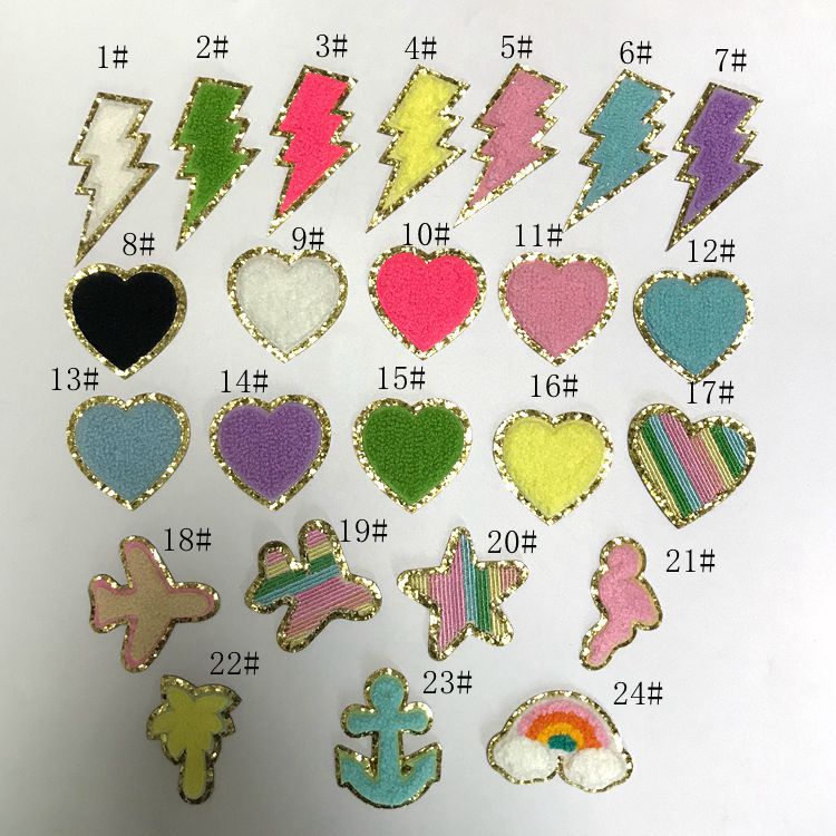 love lightning and other patterns iron on patches Glitter self-adhesive adhesive back