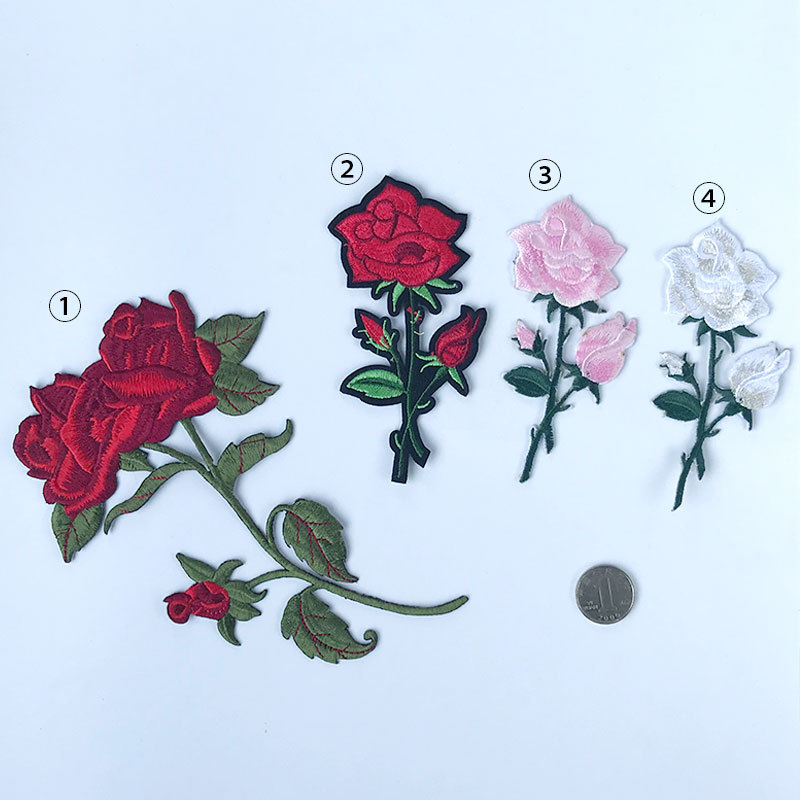 rose iron on patches various of plant flowers embroidery clothing DIY accessories,