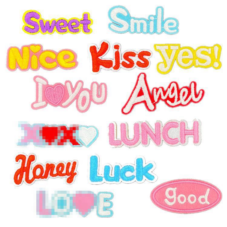 Cartoon English alphabet embroidery label embroidery sticker self-adhesive shoe and hat badge clothing cloth sticker Patches sticker