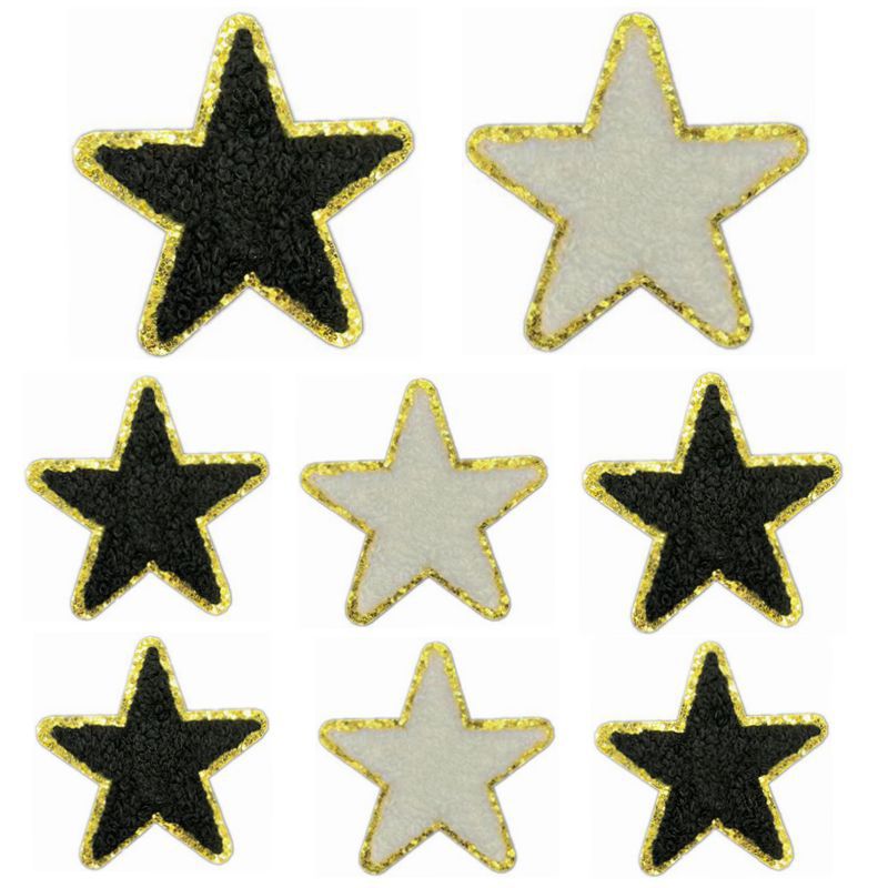 black and white star star Glitter clothes accessories luggage cloth sticker self-adhesive
