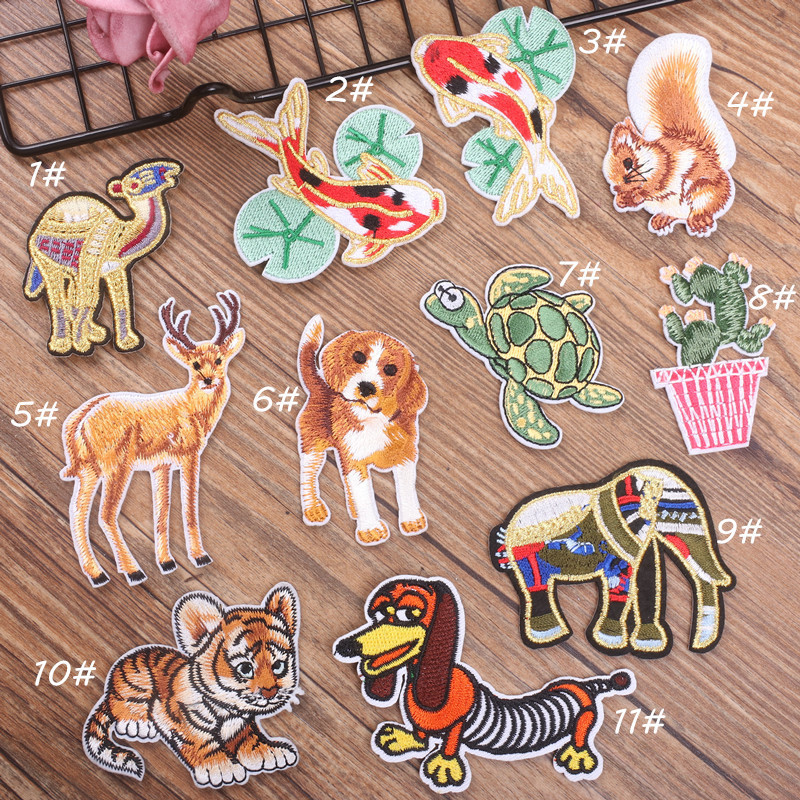 the cartoon animal embroidery cloth sticker elephant goldfish Patches sticker hat sock clothing hat decorative cloth sticker