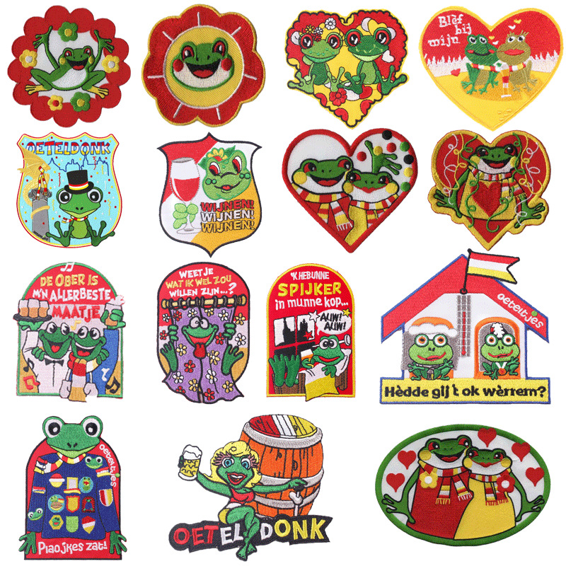 cartoon frog embroidery cloth sticker embroidery cloth sticker Dutch clothing accessories DIY Patches sticker
