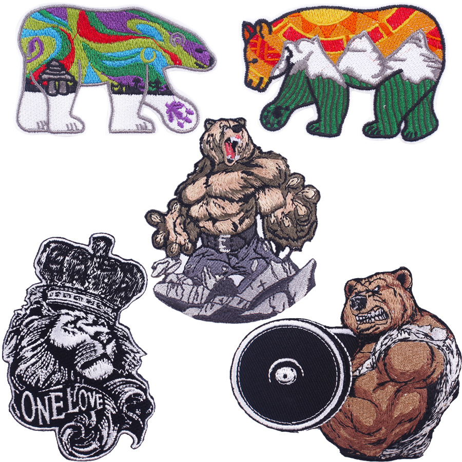 muscle bear embroidery cloth sticker embroidery clothing accessories DIY Patches sticker
