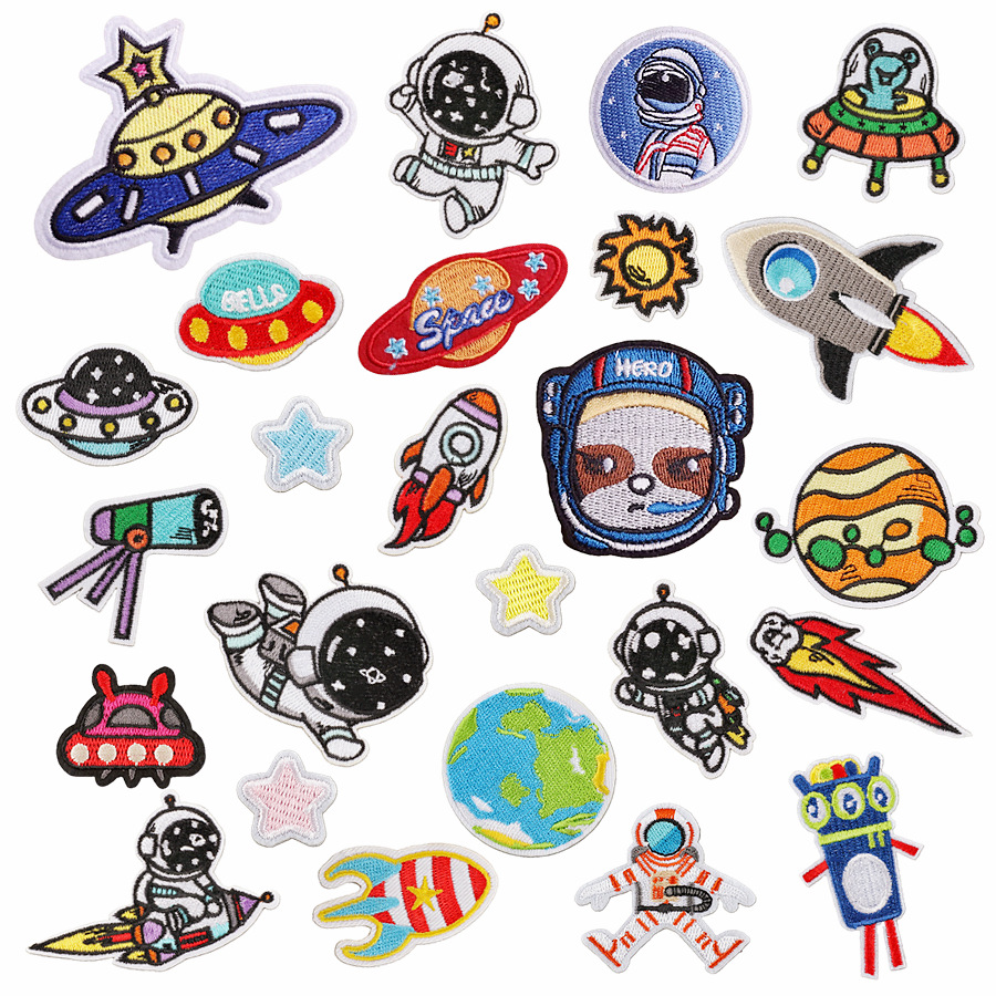 Embroidery Cartoon Ironing Embroidery Cloth Sticker Planet Clothing Patches Sticker