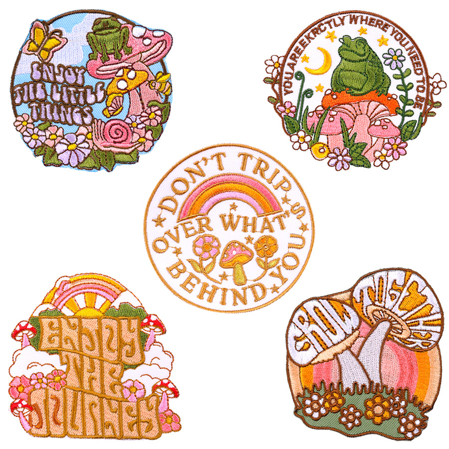 embroidery iron on patches cartoon frog animal Patches stickers hat sock clothing accessories mushrooms shoes and hats accessories hat sock jewelry accessories
