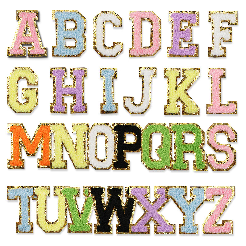 26 letter self-adhesive embroidery cloth sticker bag embroidery bright Patches sticker clothing accessories