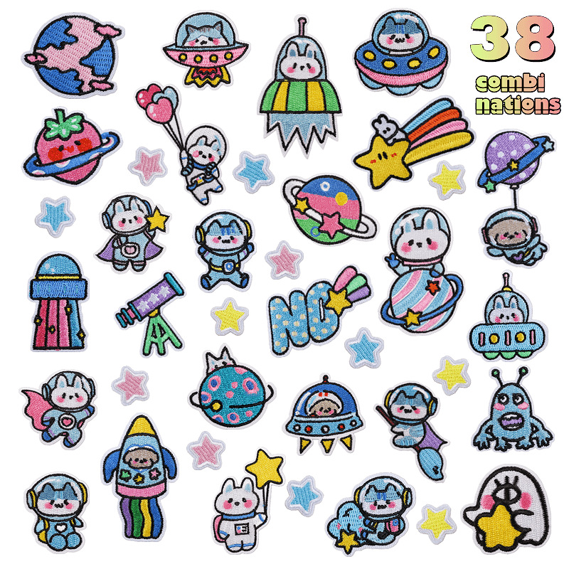 cartoon rabbit hat sock clothing embroidery cloth sticker planet embroidery Patches sticker model