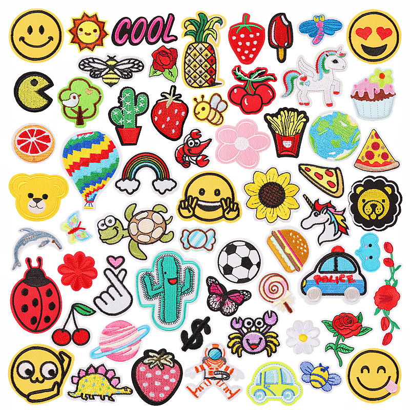 Cartoon flower fruit clothing embroidery cloth sticker embroidery label unicorn animal Patches sticker