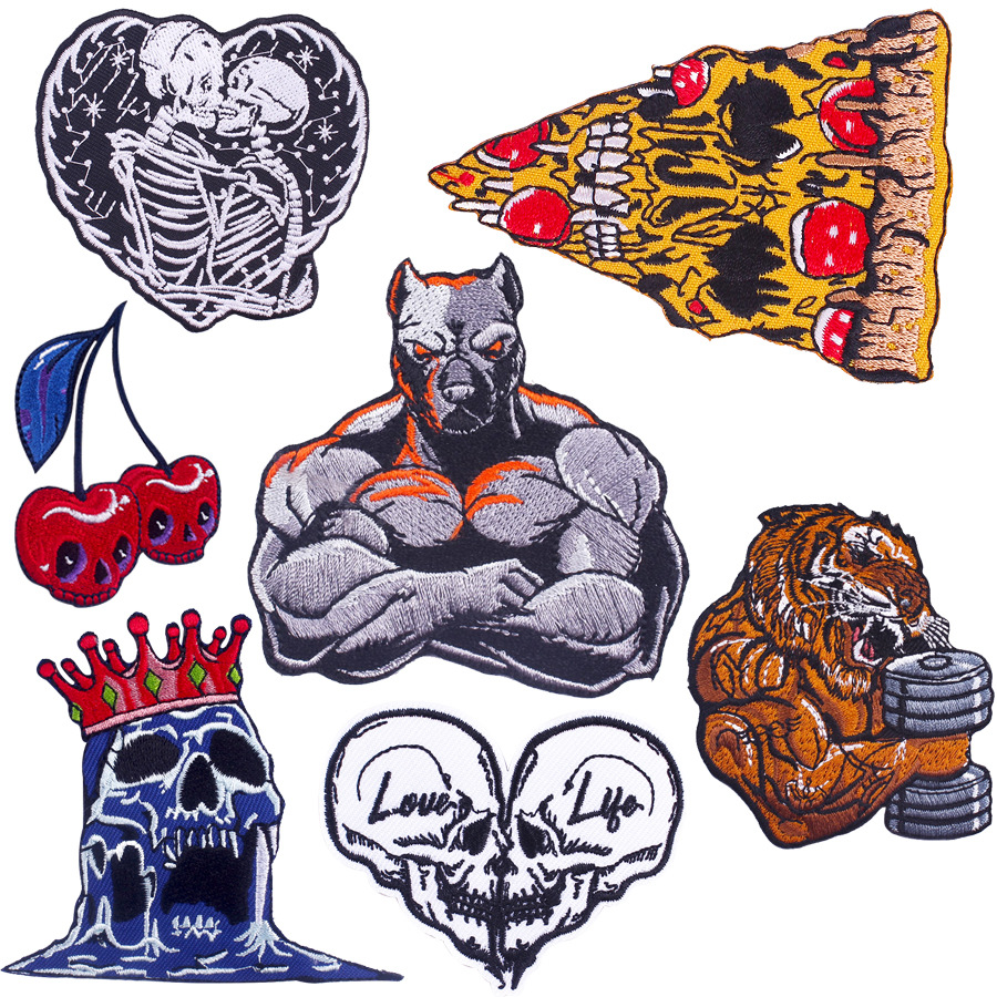 muscle animal embroidery cloth sticker embroidery DIY skull strap adhesive Patches sticker