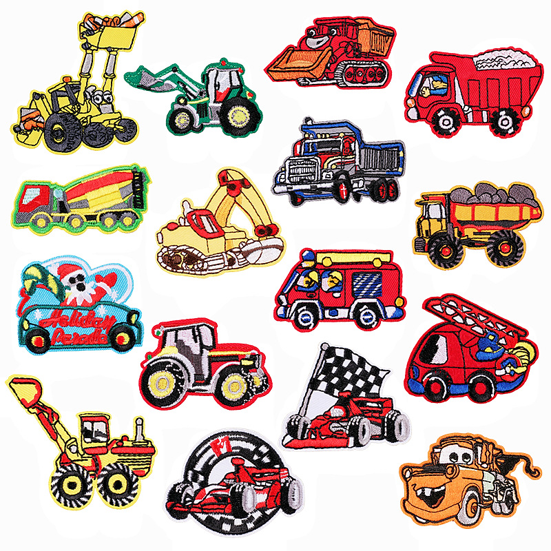 Cartoon Engineering Car Series embroidery iron on patches hat sock Clothing Decorative Patches DIY