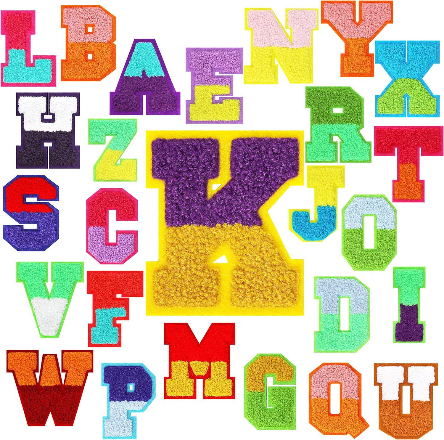 26 colored English letter embroidery iron on patches clothing accessories embroidery Patches stickers embroidery label embroidery stickers