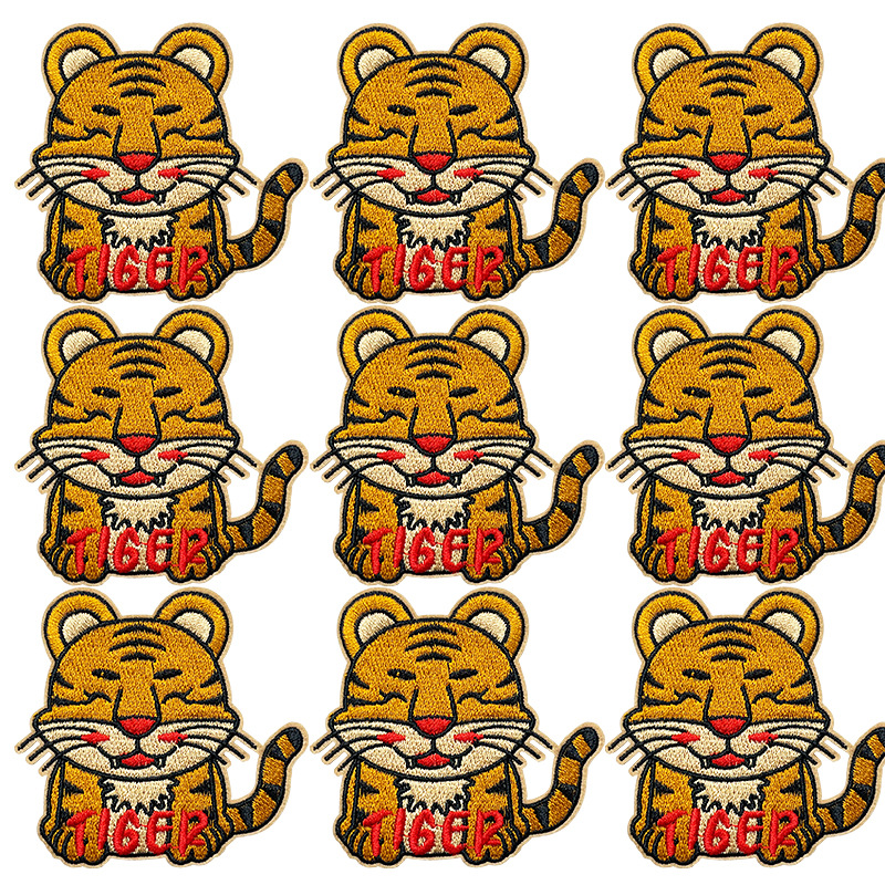 Ironing cartoon tiger embroidery cloth sticker DIY embroidery label cute clothing bag Patches sticker