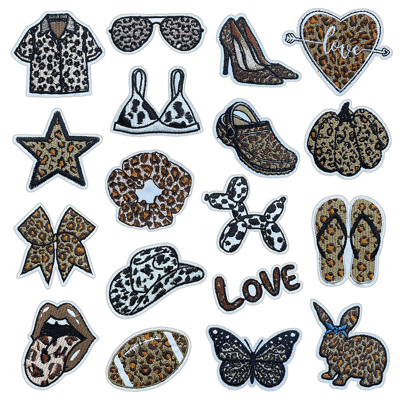 leopard print embroidery cloth sticker summer Patches sticker Cute  embroidery label