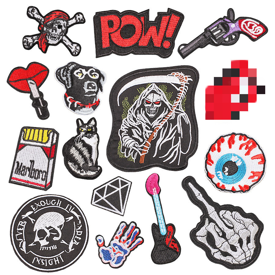 Skull Finger Grim Reaper Embroidery Cloth Sticker Embroidery Ironing Patches Sticker Style Embroidery Patch