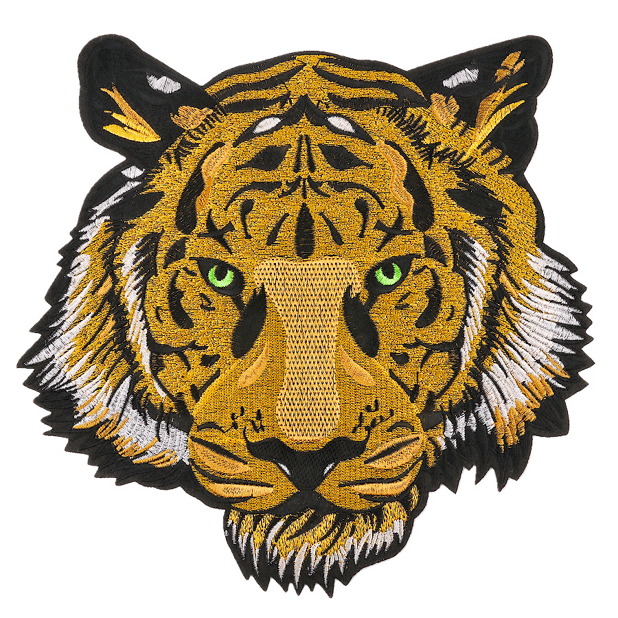 oversized tiger head embroidery cloth sticker export embroidery label clothing Patches sticker