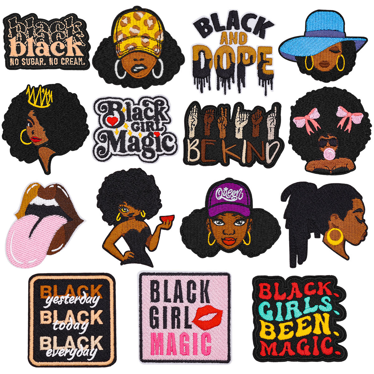 Cartoon black cloth sticker clothing accessories Patches sticker black girl embroidery sticker embroidery seal