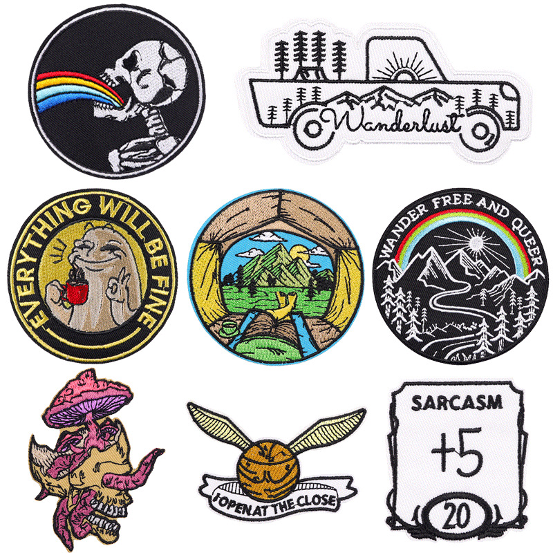 outdoor landscape embroidery cloth sticker DIY badge clothing accessories Patches sticker skull
