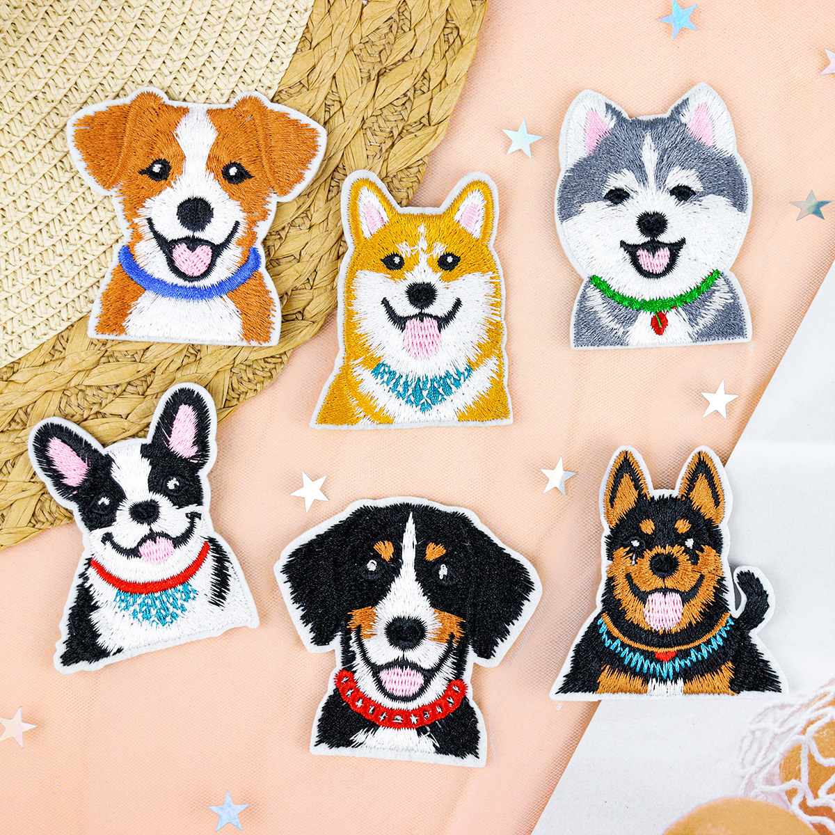 Dog embroidery cloth sticker washable embroidery label clothing accessories decorative sticker cartoon puppy Patches sticker