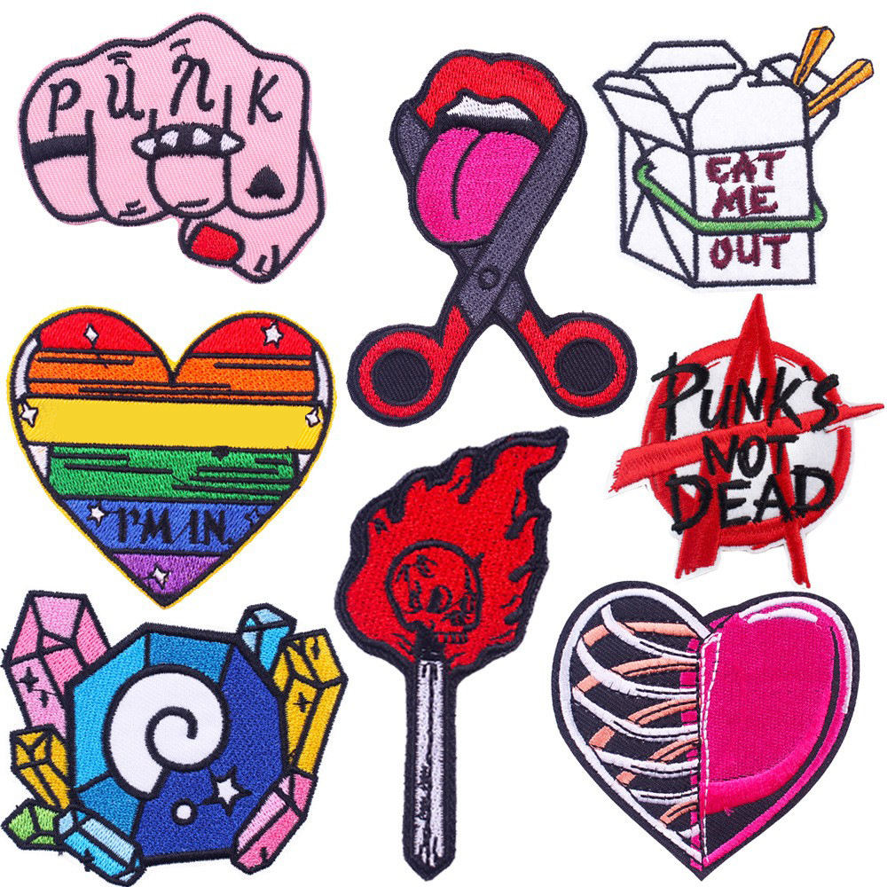 cartoon embroidery cloth sticker embroidery love rainbelt adhesive Patches sticker gem cloth sticker