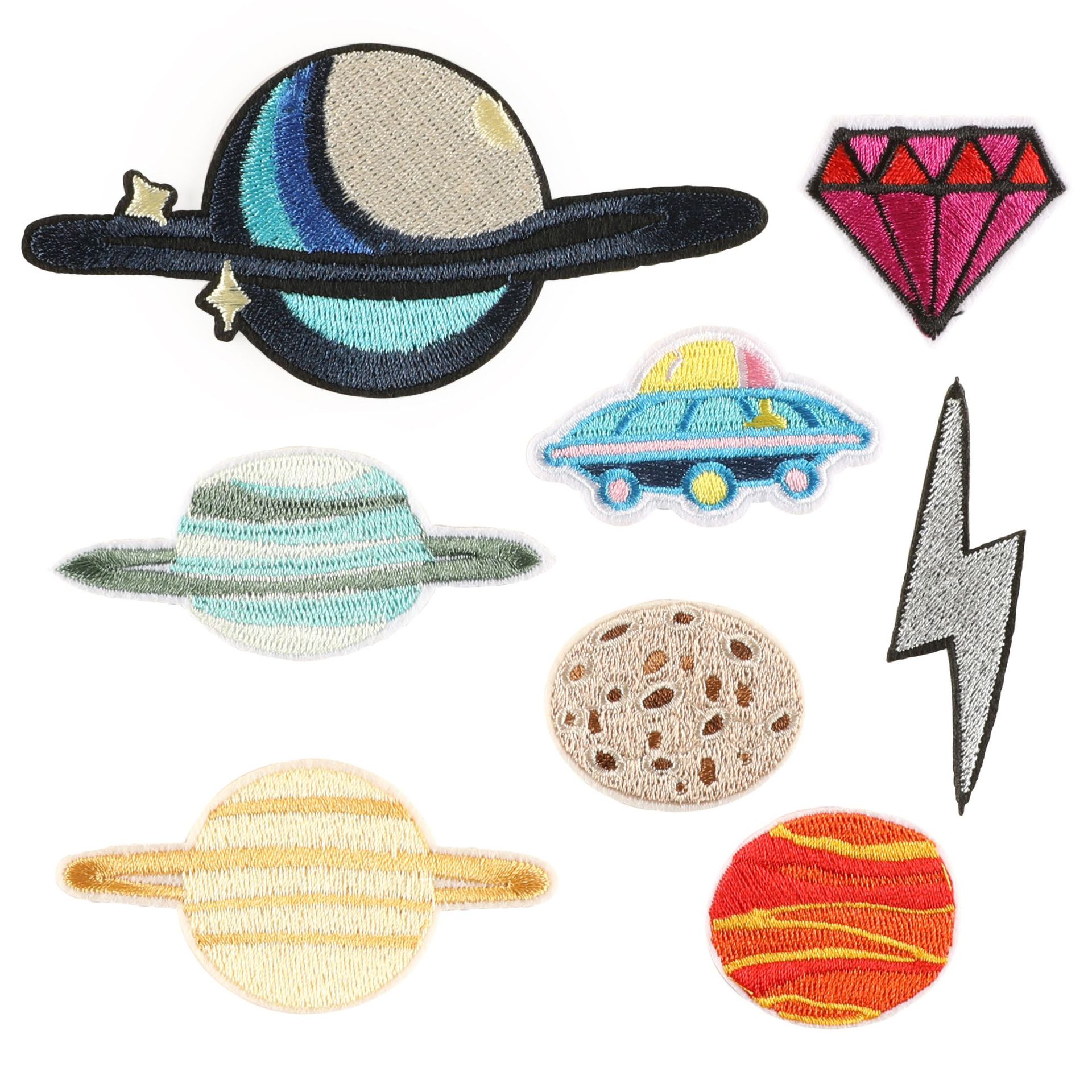 Embroidery Label Cloth Sticker Embroidery Cloth Badge Planet DIY Patches Clothing Accessories Cartoon Badge Cloth Label