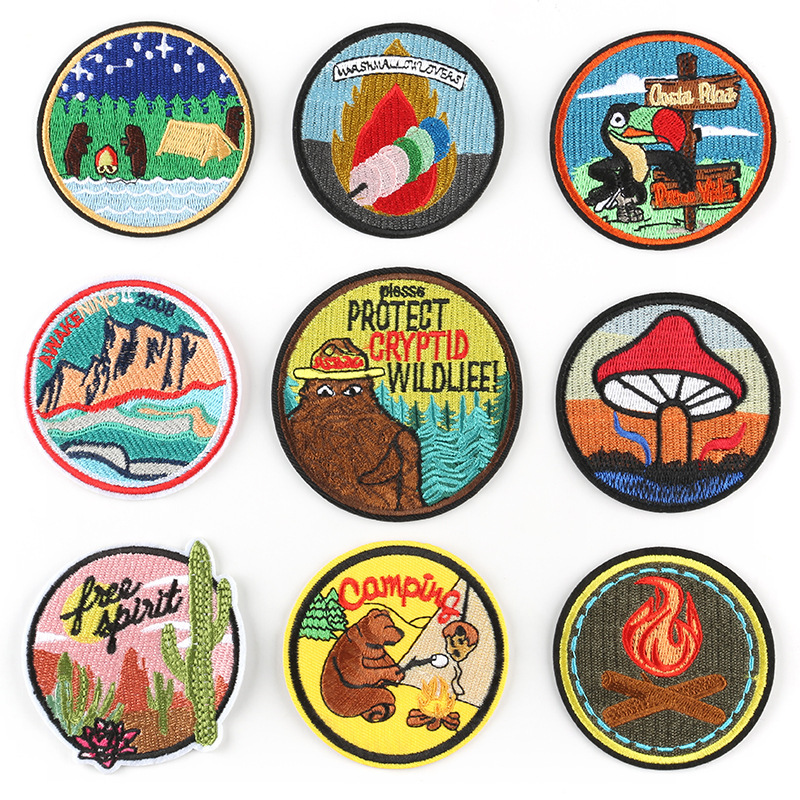 Round animal avatar badge clothing accessories adhesive Patches sticker embroidery cloth sticker